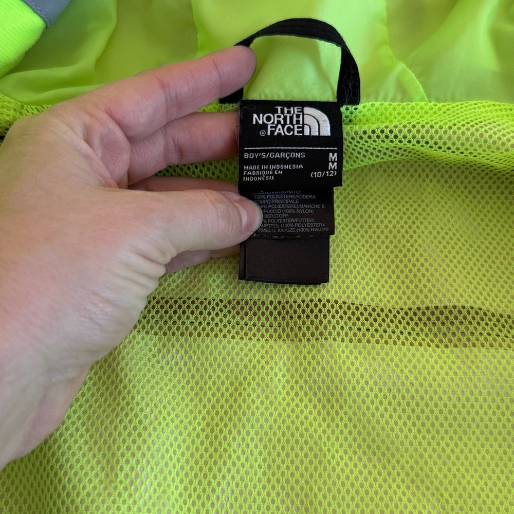 The North Face Kids' HyVent Black and Gray Raincoat with Green Lining Medium - Picture 7 of 11
